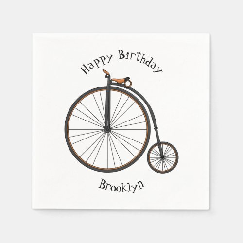 High wheel bicycle cartoon illustration napkins