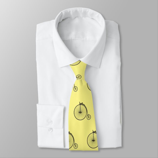 High wheel bicycle cartoon illustration neck tie (Tied)