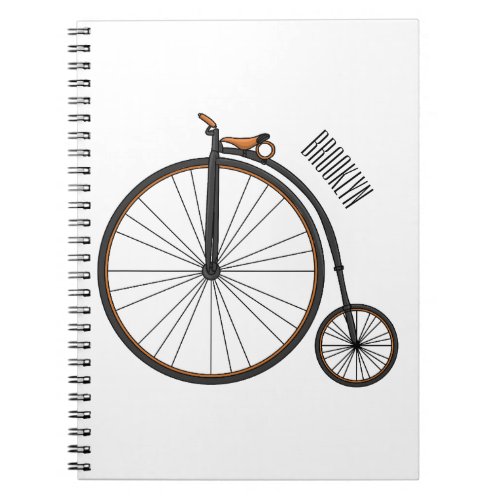 High wheel bicycle cartoon illustration  notebook