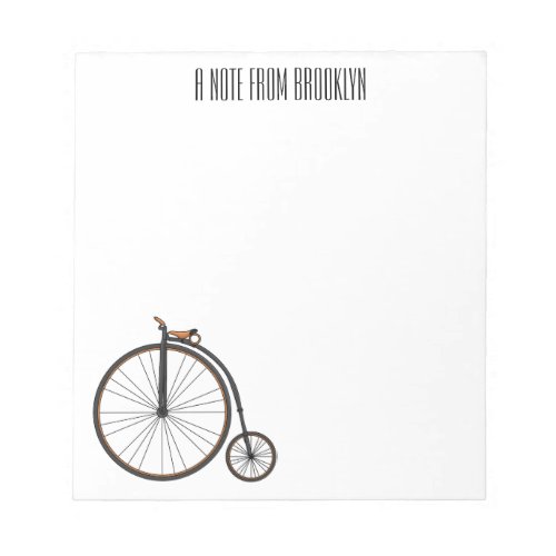 High wheel bicycle cartoon illustration notepad