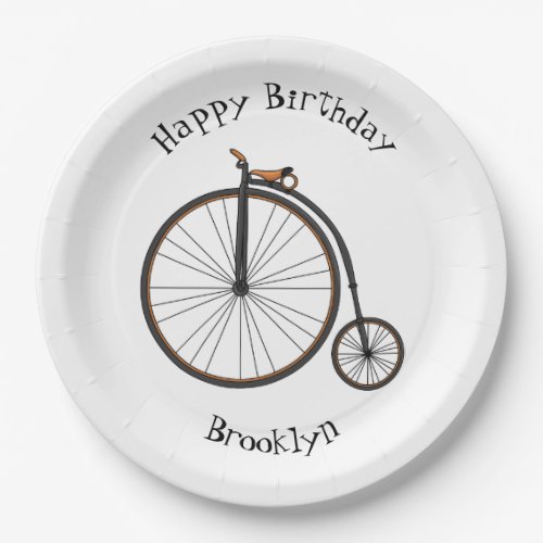 High wheel bicycle cartoon illustration  paper plates