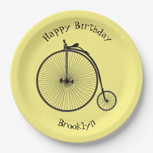 High wheel bicycle cartoon illustration paper plates