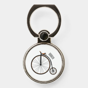 High wheel bicycle cartoon illustration phone ring stand