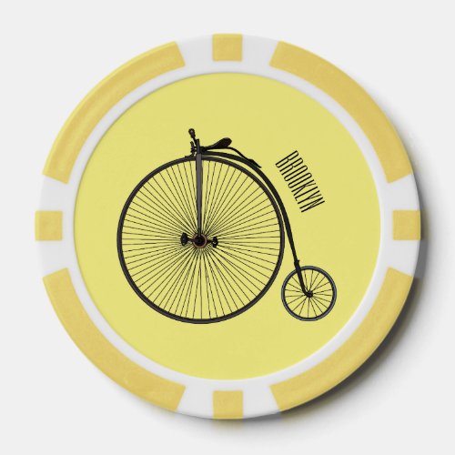 High wheel bicycle cartoon illustration poker chips
