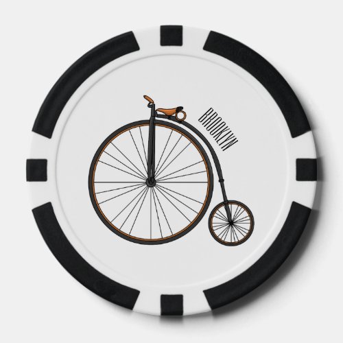 High wheel bicycle cartoon illustration  poker chips