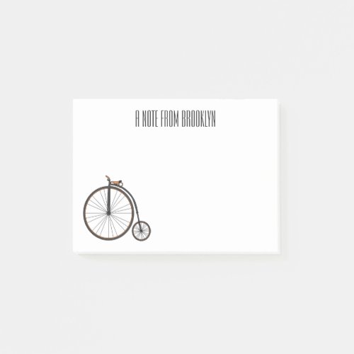 High wheel bicycle cartoon illustration post_it notes