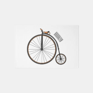 High wheel bicycle cartoon illustration rug