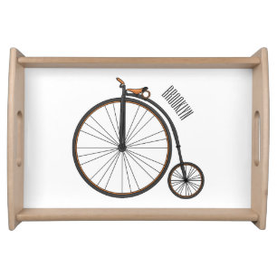 High wheel bicycle cartoon illustration serving tray