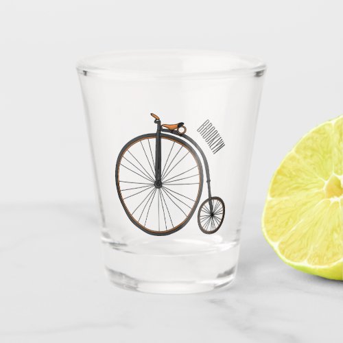 High wheel bicycle cartoon illustration shot glass