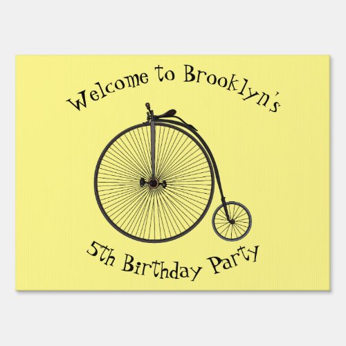 High wheel bicycle cartoon illustration sign