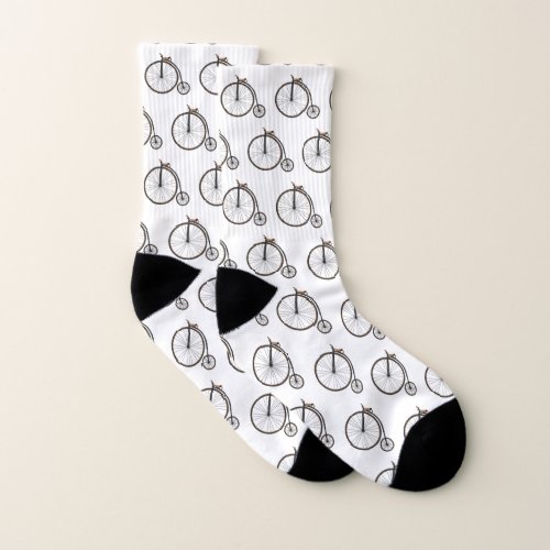 High wheel bicycle cartoon illustration socks