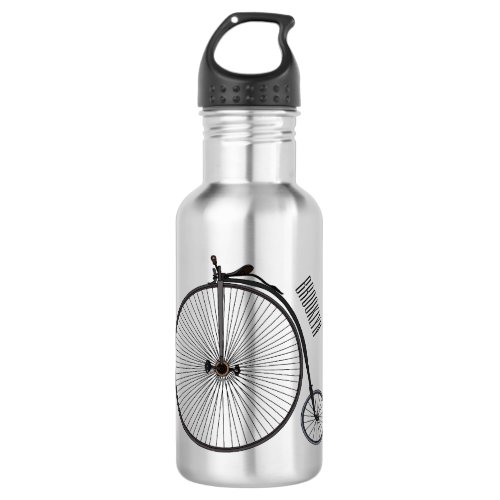 High wheel bicycle cartoon illustration stainless steel water bottle