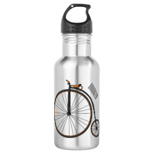 High wheel bicycle cartoon illustration stainless steel water bottle
