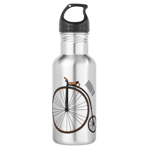 High wheel bicycle cartoon illustration stainless steel water bottle