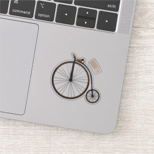 High wheel bicycle cartoon illustration sticker