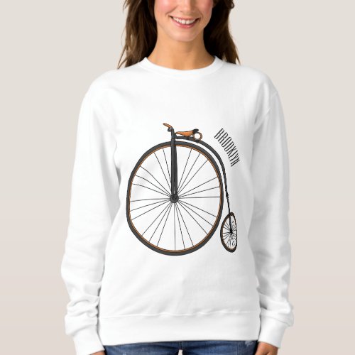 High wheel bicycle cartoon illustration sweatshirt