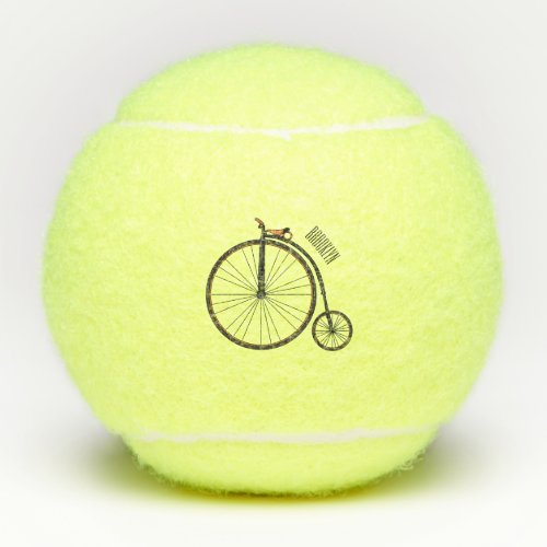 High wheel bicycle cartoon illustration tennis balls