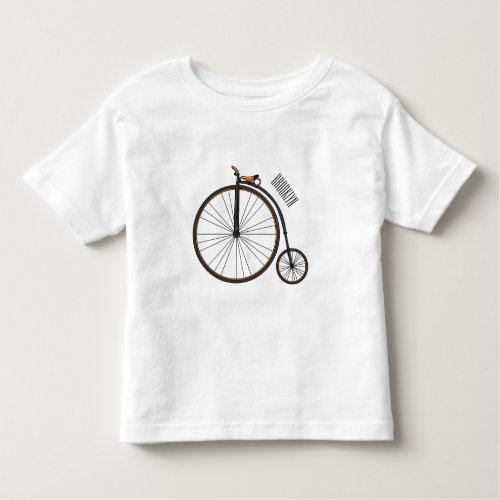 High wheel bicycle cartoon illustration toddler t_shirt