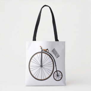 High wheel bicycle cartoon illustration  tote bag