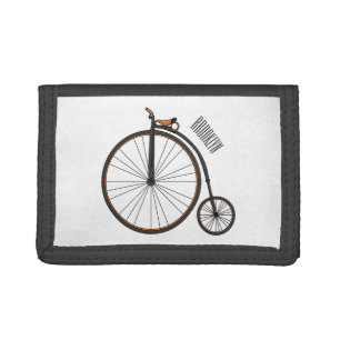 High wheel bicycle cartoon illustration tri-fold wallet