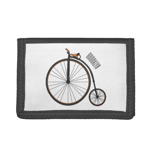High wheel bicycle cartoon illustration  trifold wallet