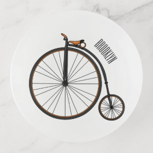High wheel bicycle cartoon illustration trinket tray