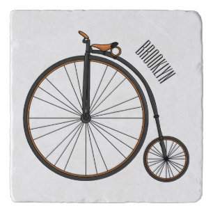 High wheel bicycle cartoon illustration trivet