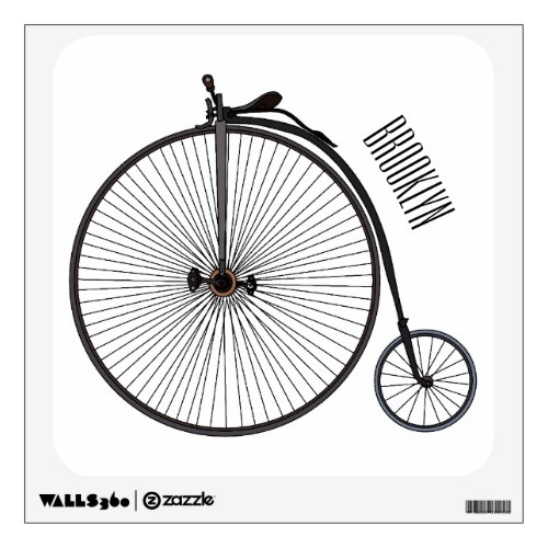 High wheel bicycle cartoon illustration wall decal