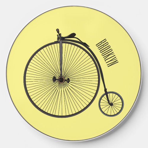 High wheel bicycle cartoon illustration wireless charger 