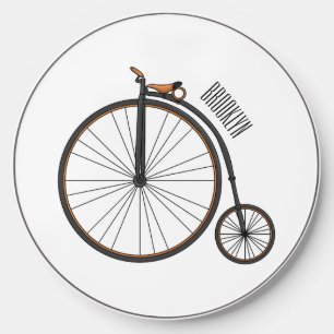 High wheel bicycle cartoon illustration wireless charger