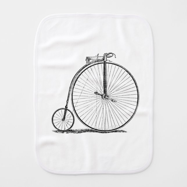High Wheeler Bicycle Penny Farthing Burp Cloth (Front)