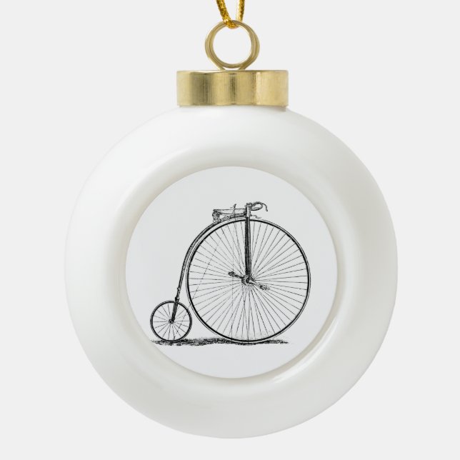 High Wheeler Bicycle Penny Farthing Ceramic Ball Christmas Ornament (Front)