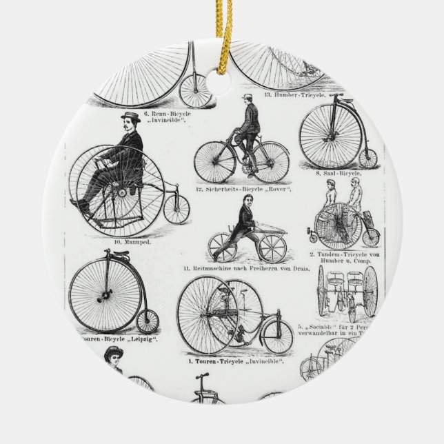 High Wheeler Bicycle Penny Farthing Ceramic Ornament (Front)