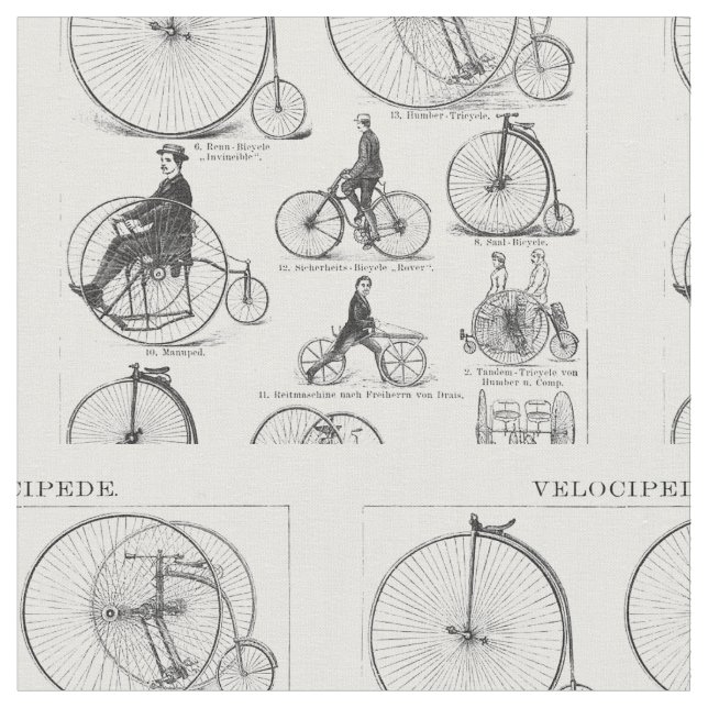 High Wheeler Bicycle Penny Farthing Fabric (Close Up)