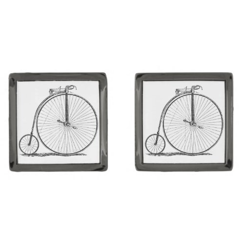 High Wheeler Bicycle Penny Farthing Gunmetal Finish Cufflinks