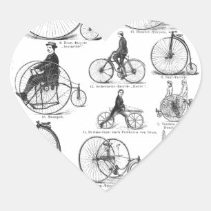 High Wheeler Bicycle Penny Farthing Heart Sticker