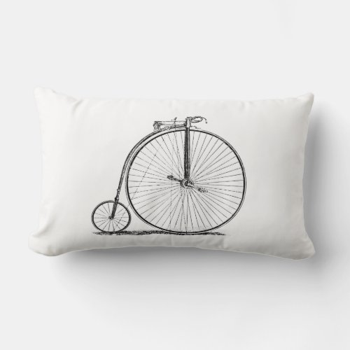 High Wheeler Bicycle Penny Farthing Lumbar Pillow