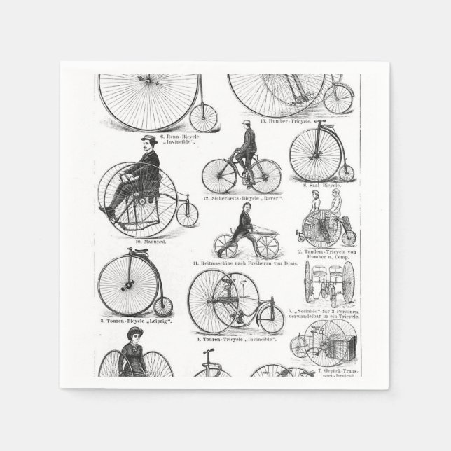 High Wheeler Bicycle Penny Farthing Napkins (Front)