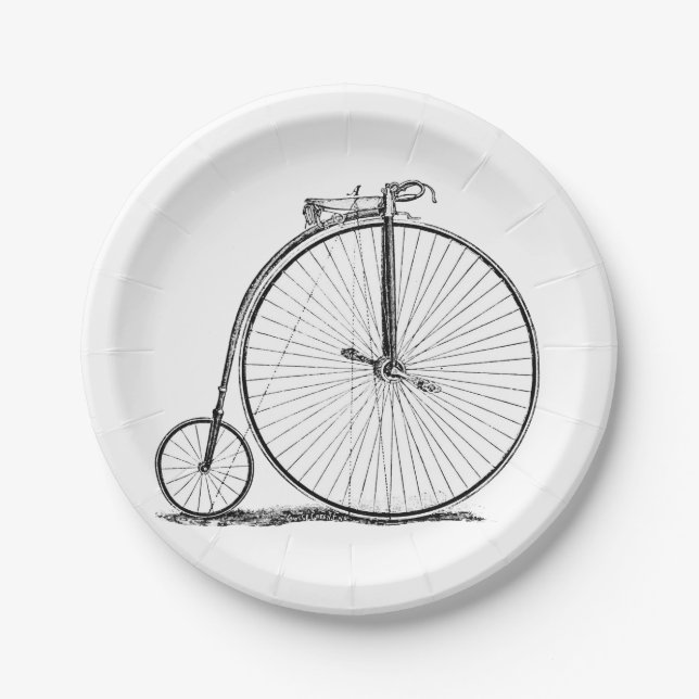 High Wheeler Bicycle Penny Farthing Paper Plates (Front)