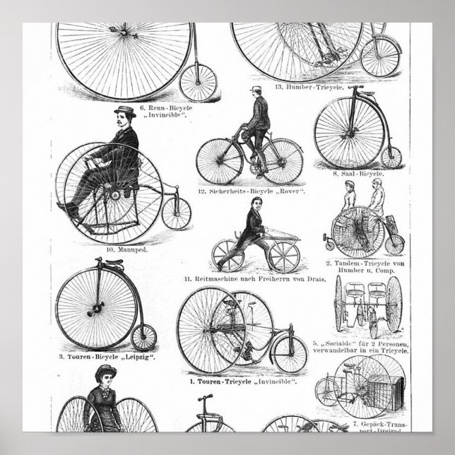 High Wheeler Bicycle Penny Farthing Poster (Front)