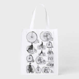 High Wheeler Bicycle Penny Farthing Reusable Grocery Bag
