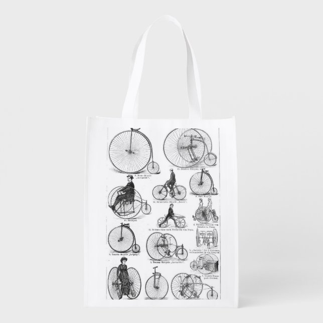High Wheeler Bicycle Penny Farthing Reusable Grocery Bag (Back)