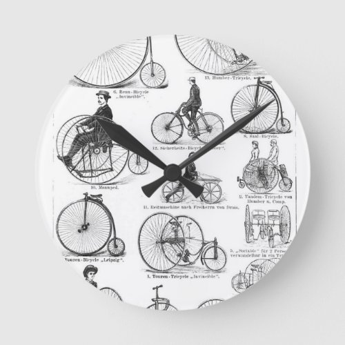 High Wheeler Bicycle Penny Farthing Round Clock