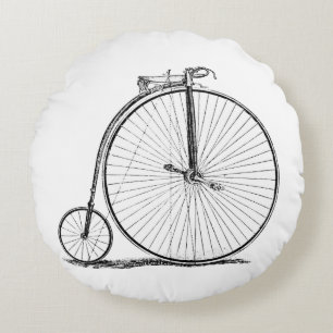 High Wheeler Bicycle Penny Farthing Round Pillow