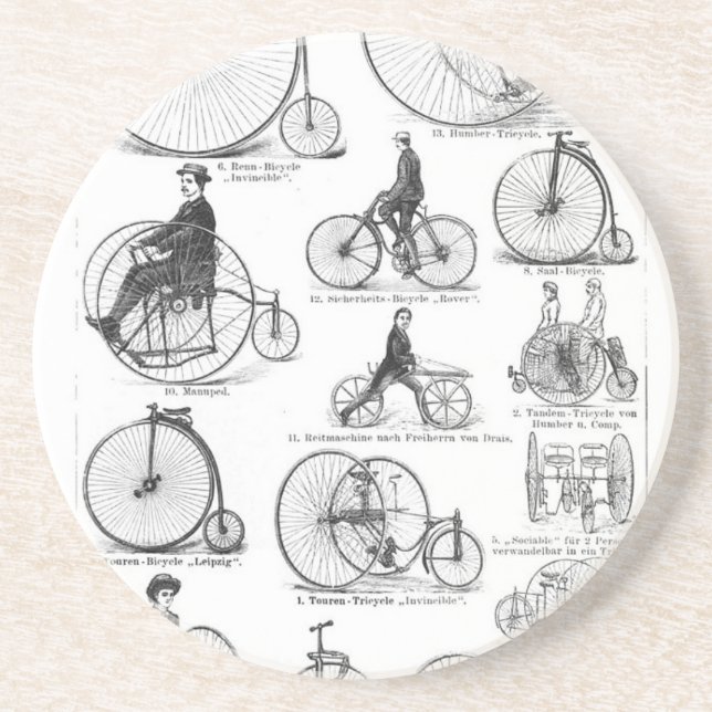 High Wheeler Bicycle Penny Farthing Sandstone Coaster (Front)