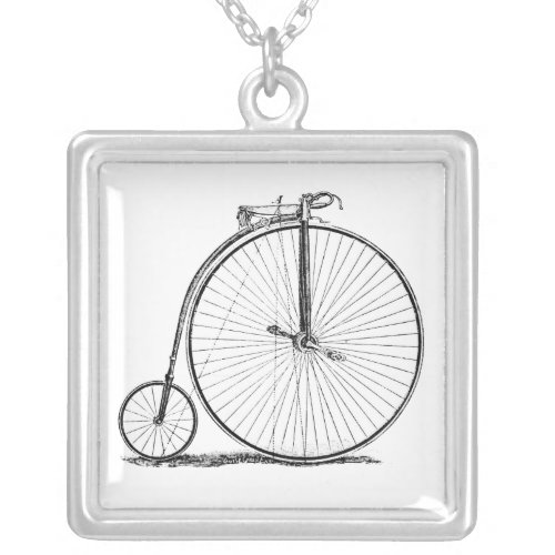 High Wheeler Bicycle Penny Farthing Silver Plated Necklace