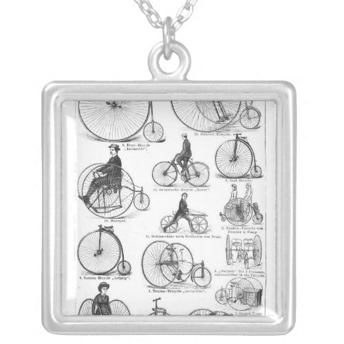 High Wheeler Bicycle Penny Farthing Silver Plated Necklace