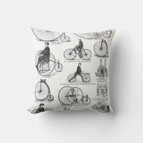 High Wheeler Bicycle Penny Farthing Throw Pillow