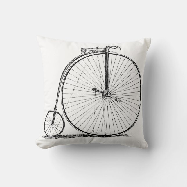 High Wheeler Bicycle Penny Farthing Throw Pillow (Front)