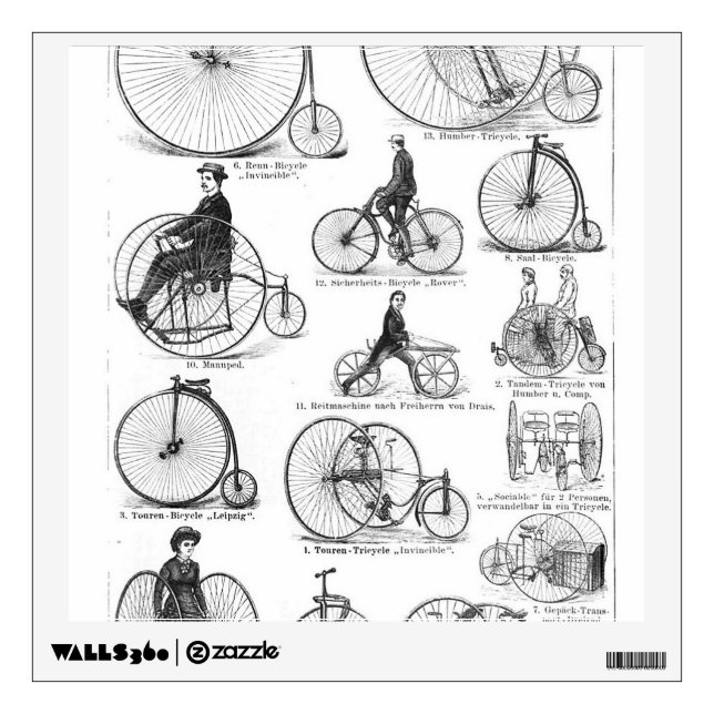 High Wheeler Bicycle Penny Farthing Wall Sticker (Front)